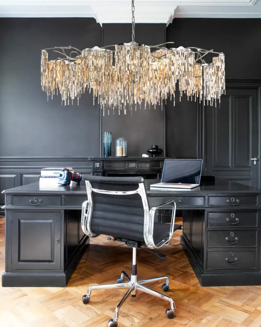 Brand Van Egmond Lustres|Suspensions>Arthur ovale 140cm Suspensions Argent