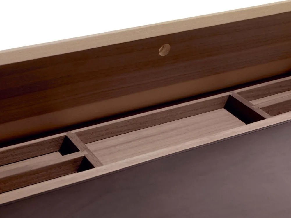 Lema Bureau|Bureau>Bureau Novelist Bois de noyer-Métal chromé poli