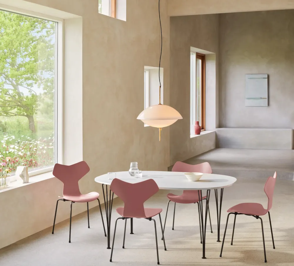 Fritz Hansen Suspensions>Clam Ø55cm Suspensions Verre opale-Laiton