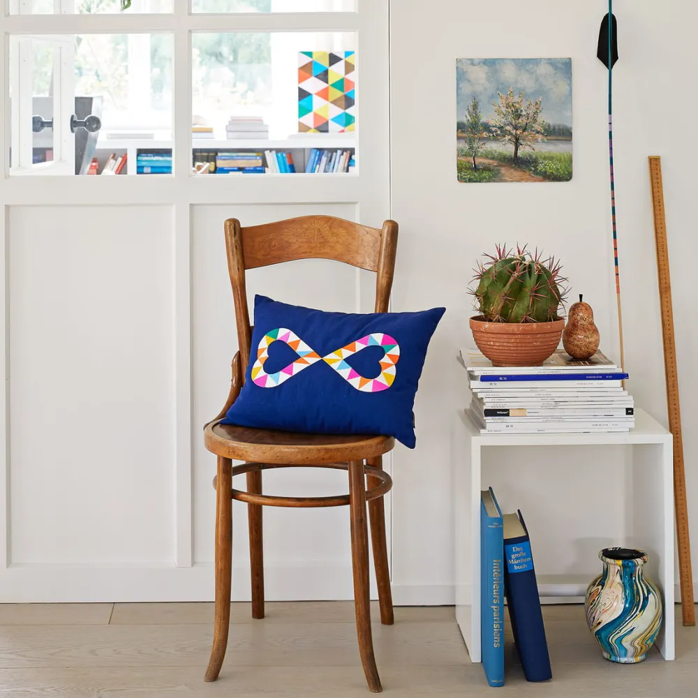 Vitra Enfant|Coussins Et Plaids>Coussin Embroidered Double Heart 2 Bleu
