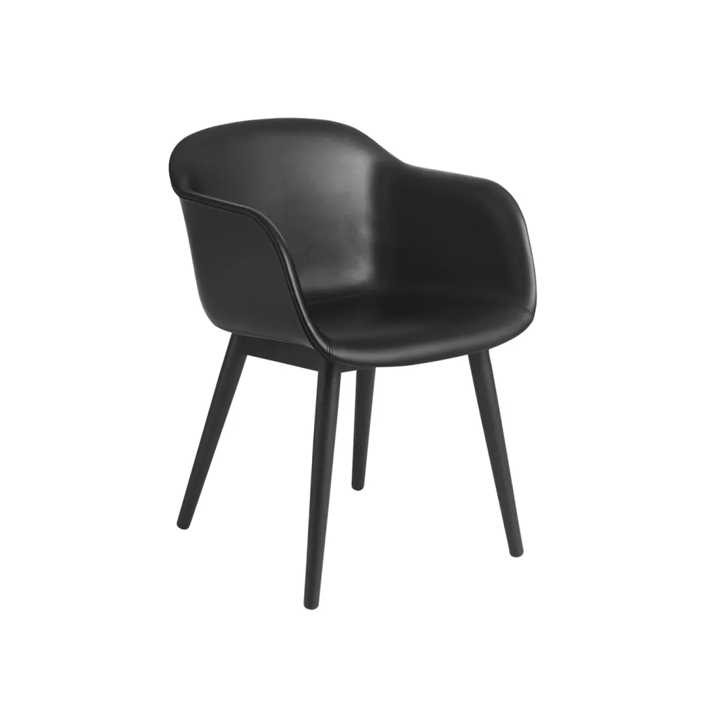 Muuto Fauteuils|Chaises>Fauteuil Fiber Base Bois Coque Cuir