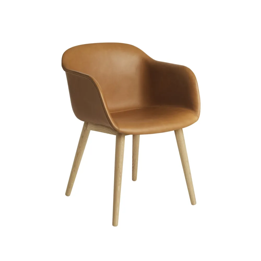 Muuto Fauteuils|Chaises>Fauteuil Fiber Base Bois Coque Cuir
