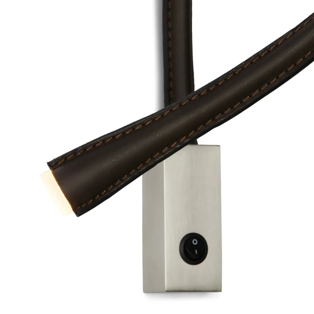 Contardi Liseuses|Appliques>Flexiled 90cm Cuir base Nickel avec interrupteur Appliques LED