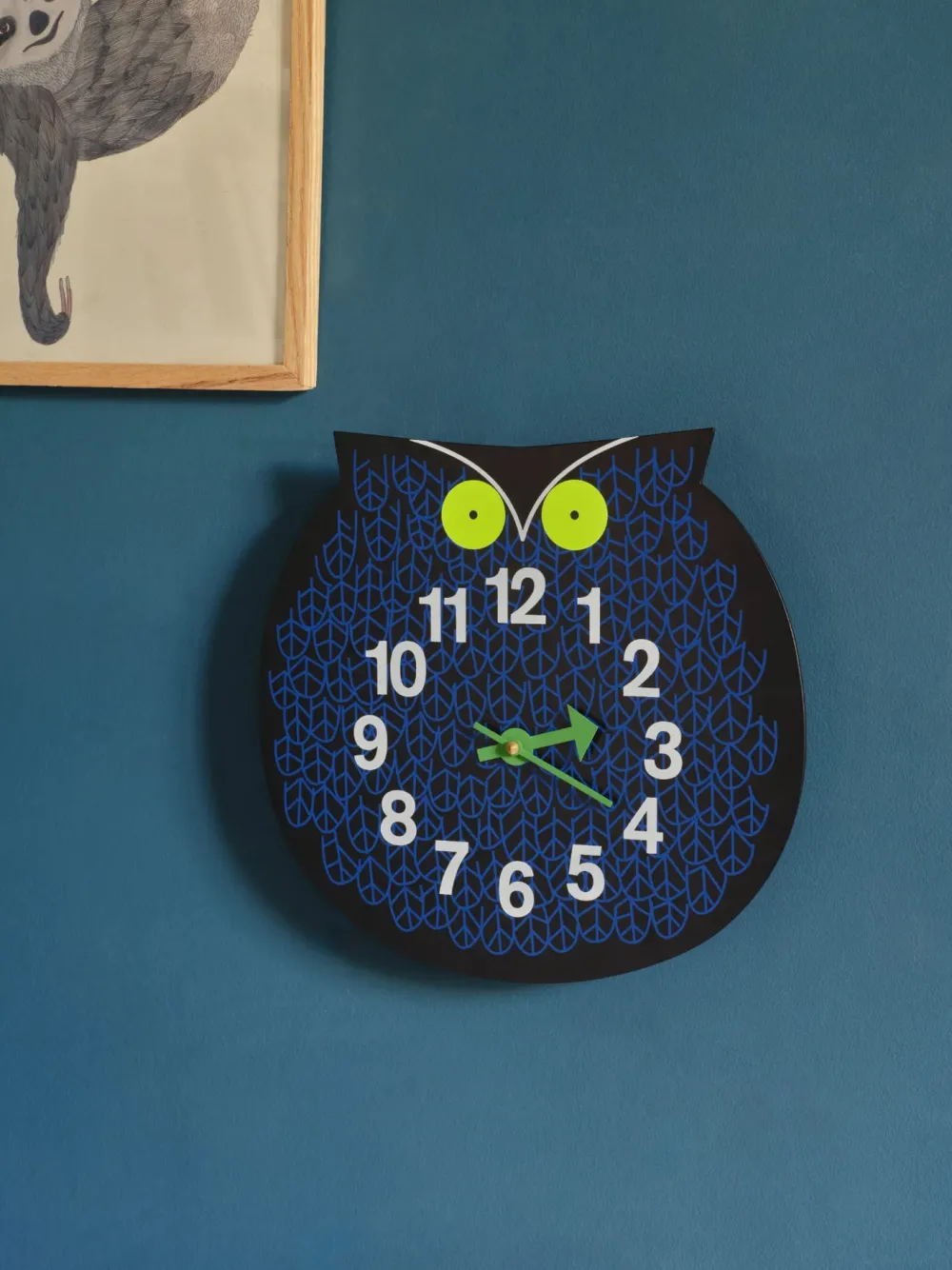 Vitra Enfant|Horloges>Horloge Zoo Timers Omar Le Hibou Noir Bleu