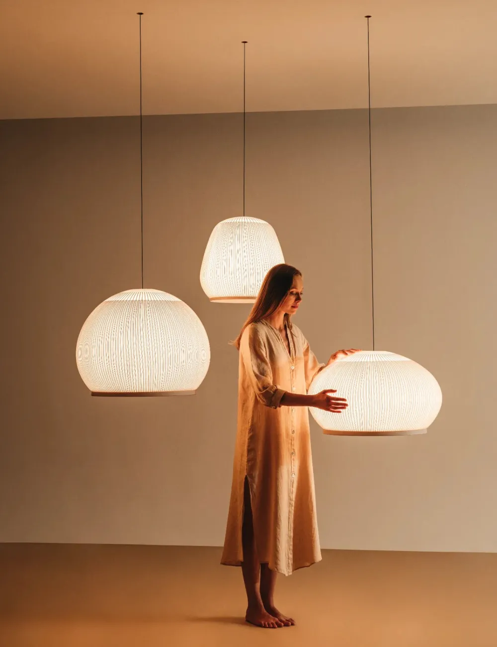 Vibia Suspensions>Knit 7475 Suspensions LED Beige