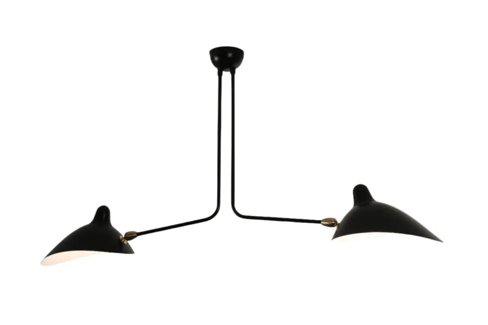 Serge Mouille Plafonniers|Suspensions>Plafonnier 2 bras fixes Noir