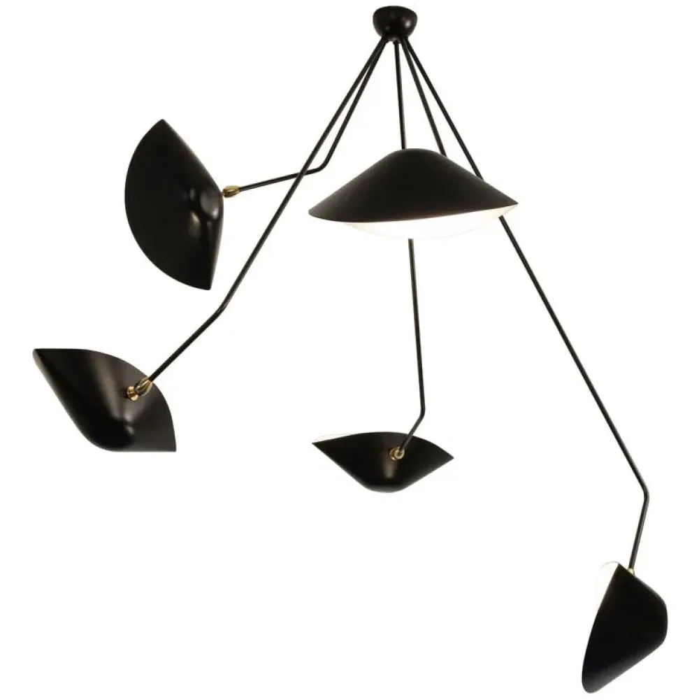 Serge Mouille Plafonniers>Plafonnier Araignée 5 bras fixes Plafonniers Noir