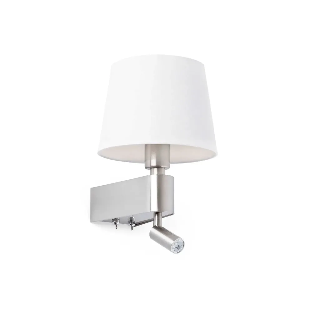 Faro Appliques>Room avec lecteur LED Appliques Nickel, Blanc