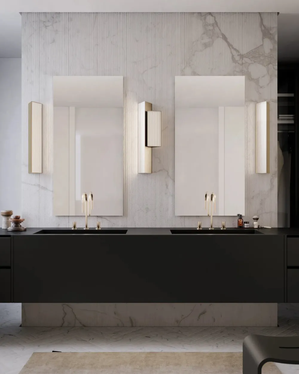 Contardi Appliques>Stick Ap Double Appliques LED Nickel doré satiné