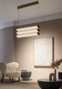 Contardi Suspensions>Stick So Trio Suspensions LED Nickel doré satiné