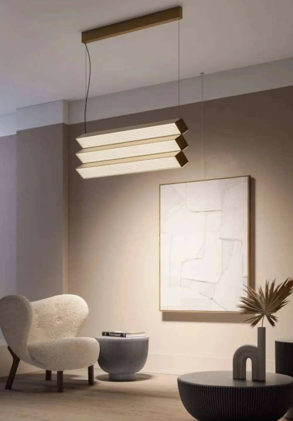 Contardi Suspensions>Stick So Trio Suspensions LED Nickel doré satiné