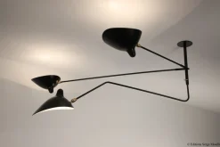Serge Mouille Plafonniers|Suspensions>Suspension 2 bras fixes 1 bras courbe Noir
