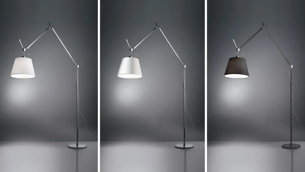 Artemide Lampadaires>Tolomeo Méga Lampadaires corps aluminium et abat-jour noir ø32cm avec interrupteur simple
