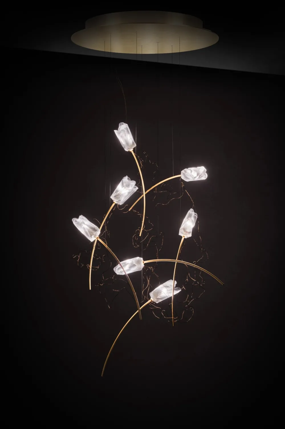 Slamp Suspensions>Tulip 7 Round Suspensions Laiton